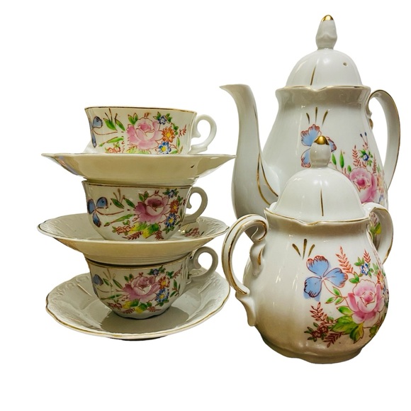 Chugai China Occupied Japan Teapot Tea Set 17 Pieces - Picture 6 of 16